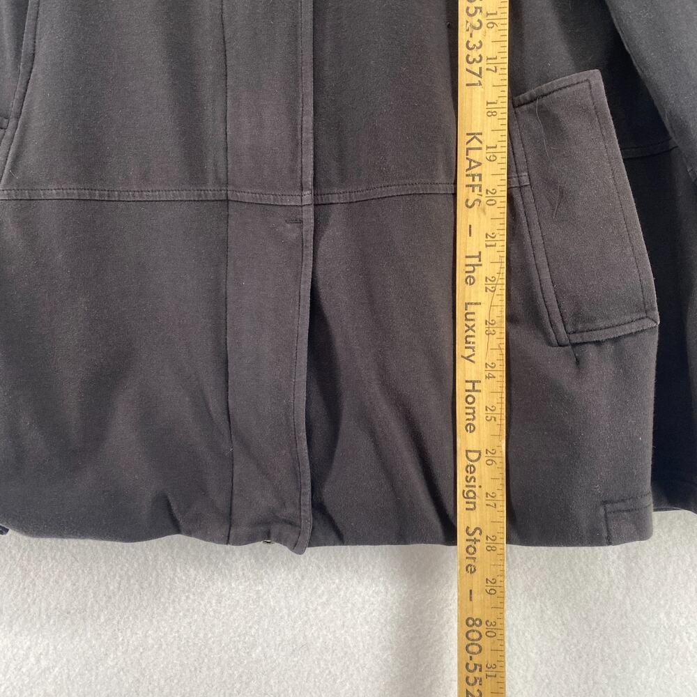 EILEEN FISHER Jacket L Organic Cotton Stretch Jersey Hoodie Sweatshirt Black USA - Picture 8 of 12